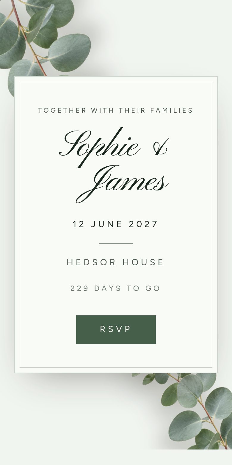 Arch Botanical wedding website design