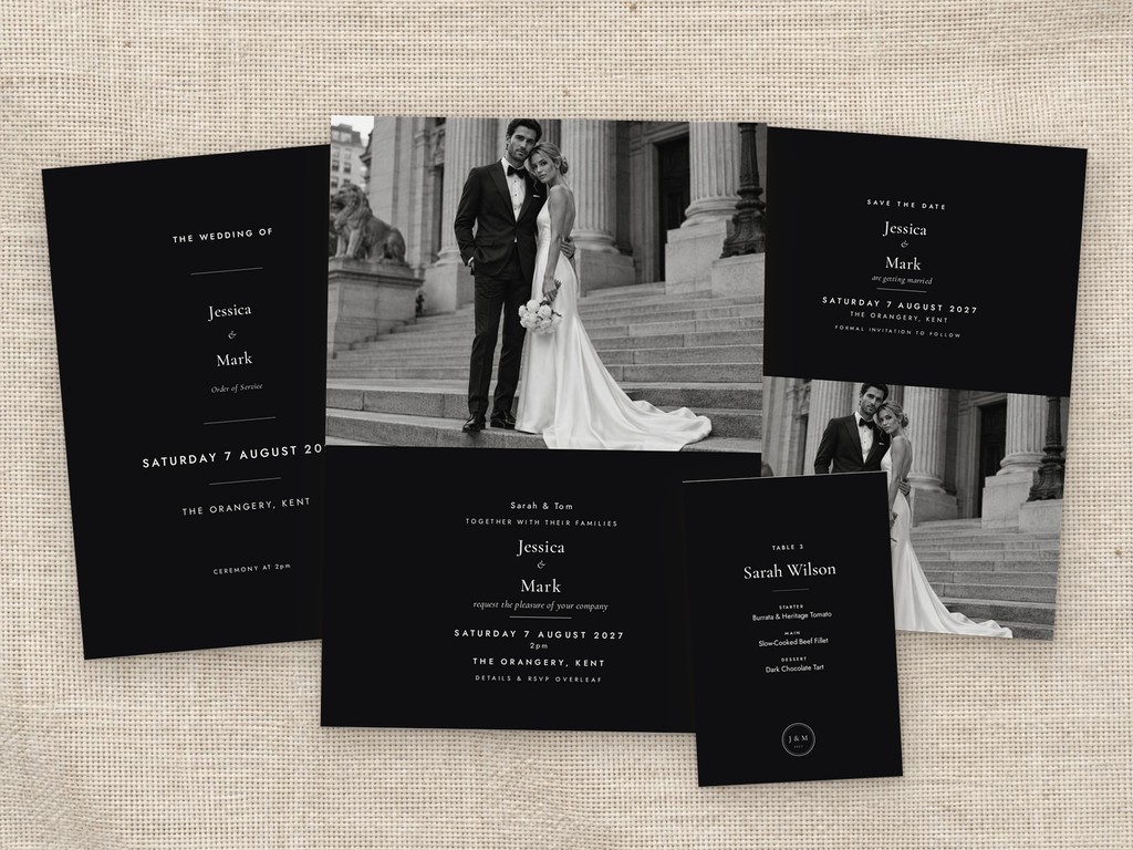Arch Black Tie wedding stationery collection